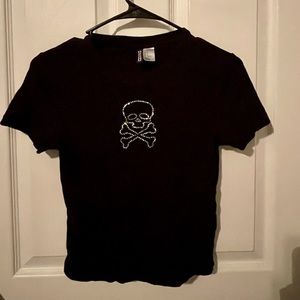 Crop Top Black with Skull Bejewels H&M